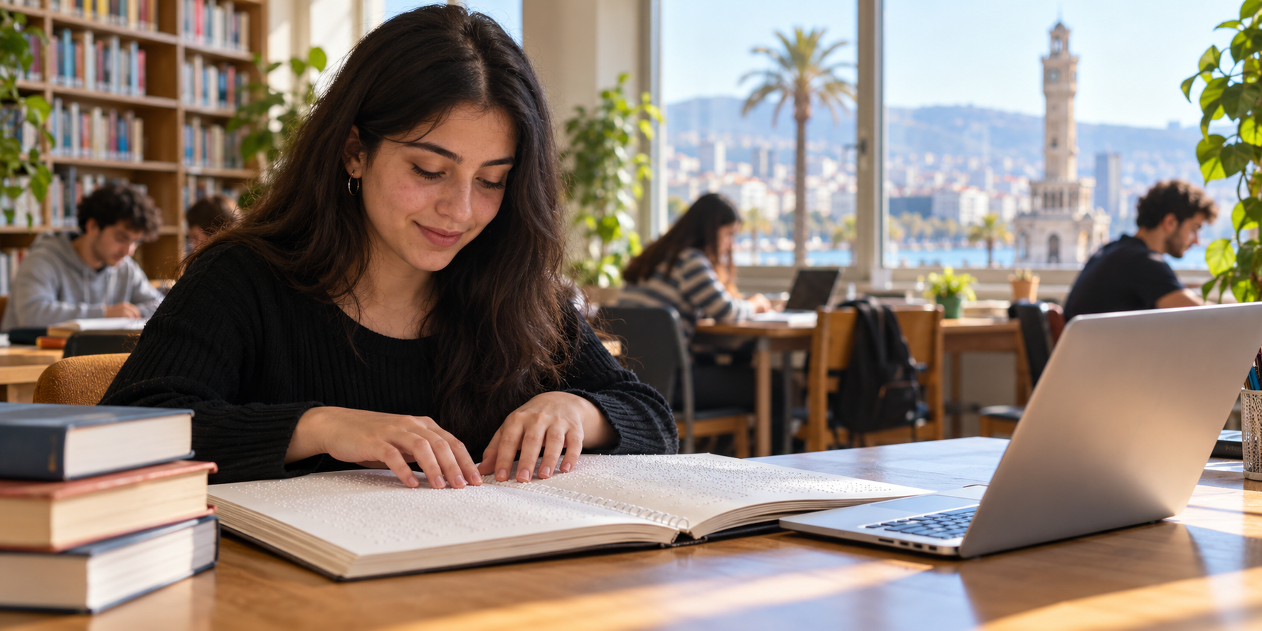 Temsili görsel: Braille kitabını okuyan bir genç kadın